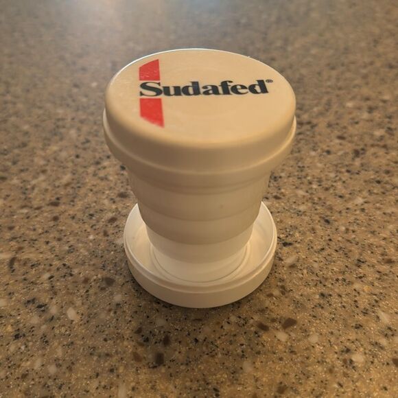 SUDAFED Vintage 90s Collapsible Travel Cup Pill Box - Picture 9 of 10